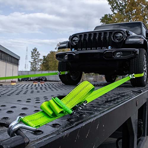 Vulcan Ratchet Strap With Wire Hooks 2 Inch X 30 Foot - 2 Pack - High Viz - 3,300 Pound Safe Working Load #TOP1
