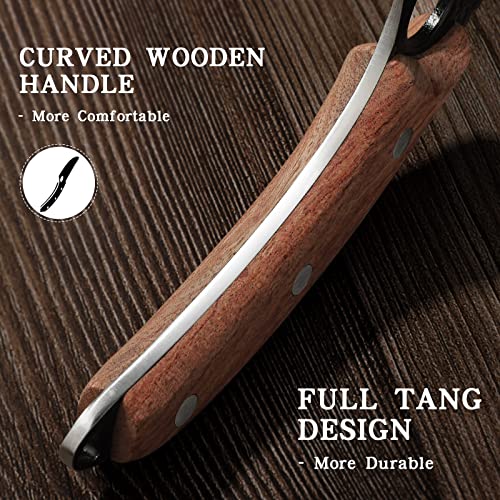 Huusk Knives, Viking Boning Knife for Meat Cutting, Small Ulu knife, Caveman Ultimo Knife Hand Forged Full Tang Knife for Kitchen or Camping Thanksgiving Gifts - Thumbnail 6