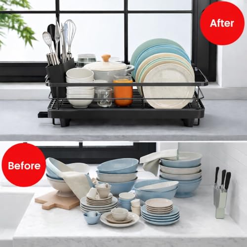 Image of RADIANT Basket Drainer & Dish Drainer Basket for Kitchen /Utensil Stand for Kitchen /Dish Drying Rack with Drainer /Bartan Stand /Dish Rack (Black 360)