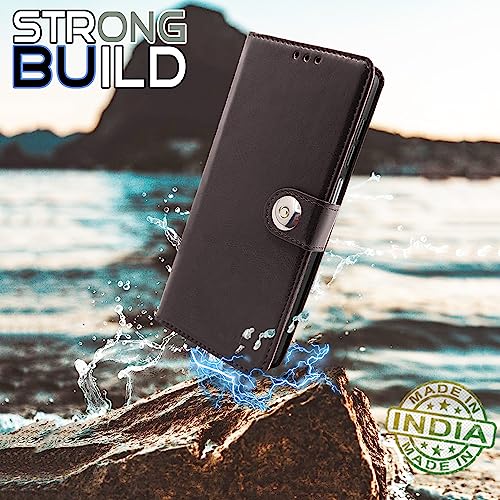Image of Pikkme Samsung Galaxy F54 / M54 5G Flip Cover Leather Finish | Inside TPU with Card Pockets | Wallet Stand and Shock Proof | Complete Protection Button Flip Case (Coffee)