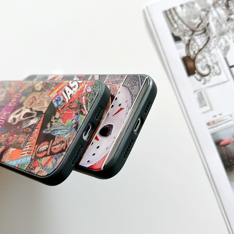 Miniatura 7 de Funda de teléfono de Halloween para iPhone 14 Pro Max para niños, niñas, hombres, mujeres y adolescentes, impresión de collage de caras aterradoras,