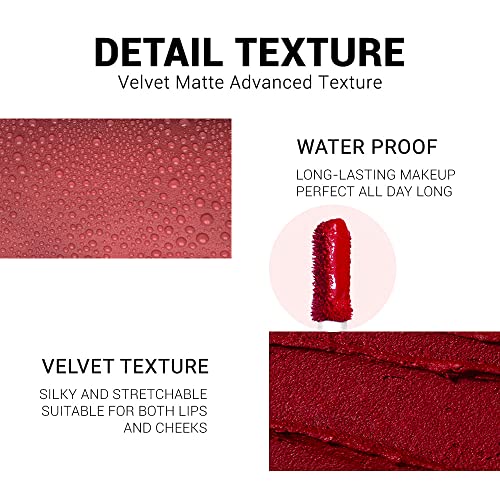 Image of evpct 6Pcs Dark Light Nude Brown Matte Matt Liquid Lipstick Lip Gloss Glossy Set for Black Women, 24 Hour Brown Mauve Red Maroon Silky Velvet Lipstick Lip Liner set labiales matte larga duracion 24