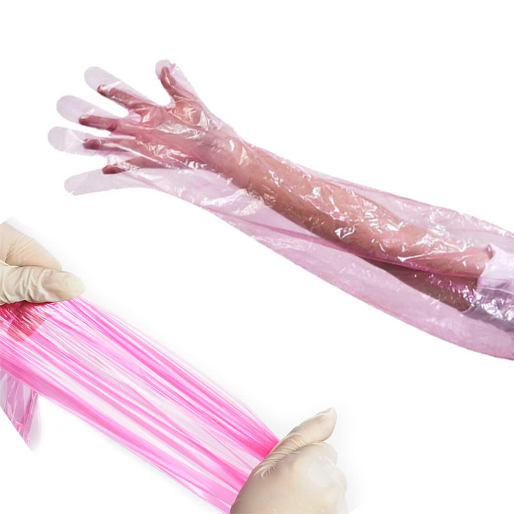 50 Pieces Disposable Field Dressing Gloves, Veterinary Insemination Rectal Long Gloves, Extra