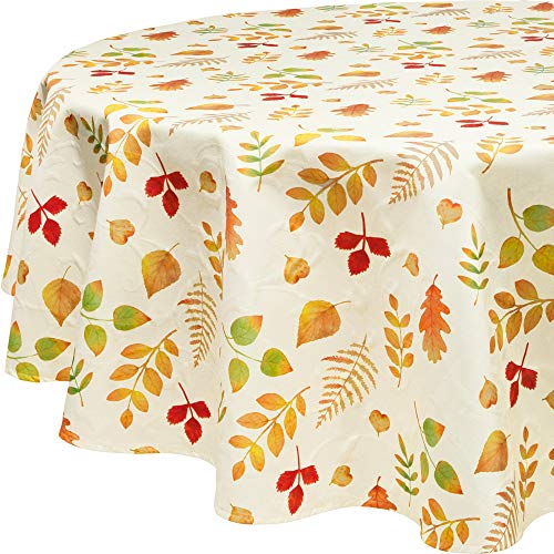 Erwin Müller Tischdecke bügelfrei Blätter Größe rund: 170 cm Ø