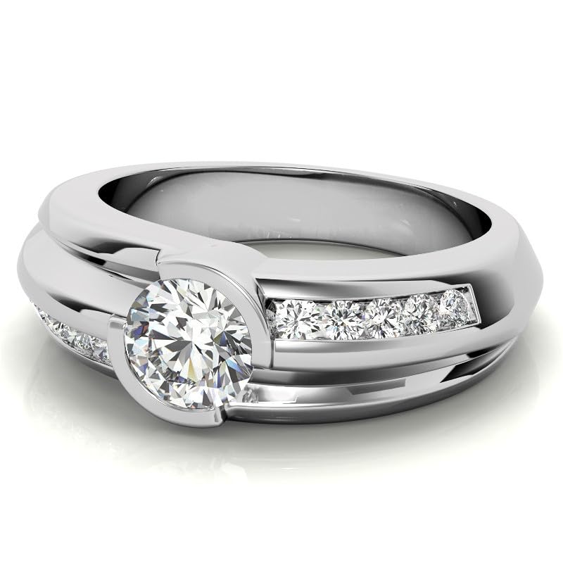 Mens Moissanite Wedding Bands 925 Sterling Silver 1 CT D Color VVS1 Clarity Brilliant Round Cut Moissanite Rings for Men Promise Engagement Jewelry Gifts2