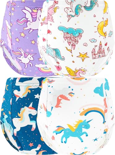 BliBliTaTa Girls Potty Training Underwear Toilet Potty Underpants Cotton Absorbent Leak-resistant Feel Wet 4 Pack For Toddler Baby 2t 3t Unicorn