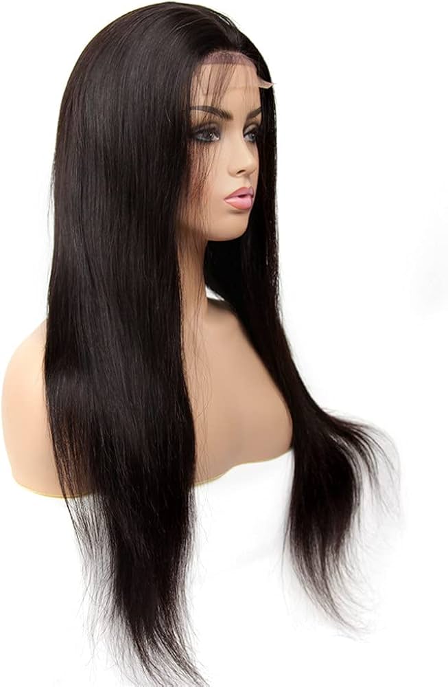 Amazon.co.jp: レースフロントウィッグ人間の髪の毛、黒髪ウィッグ