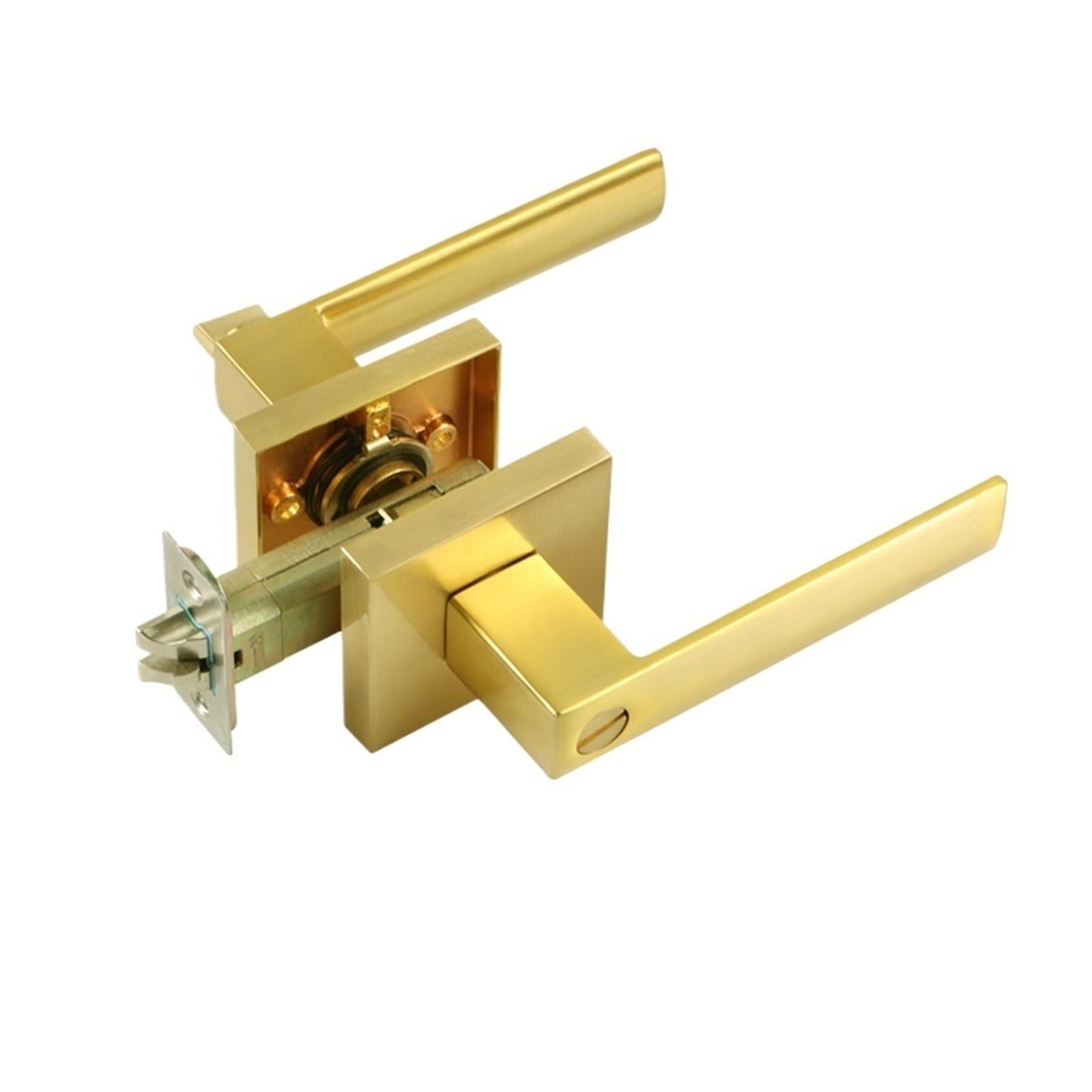Sjloynwq Brushed Gold-Bk_60mm Bedroom Home Wooden Door Single Tongue Keyless Handle Three Rod Lock(Brushed Gold-Bk_60mm)