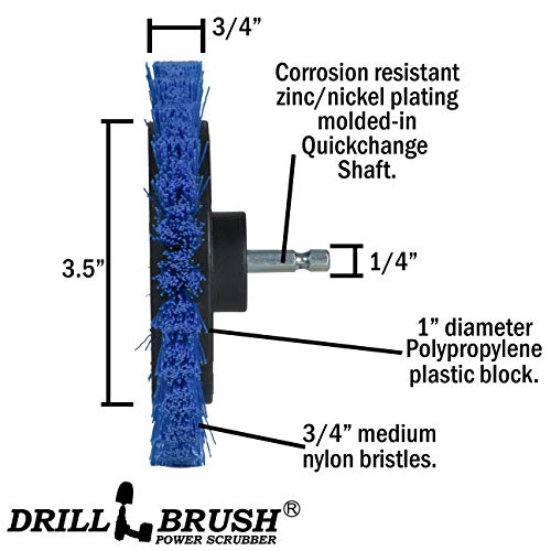 Image of Grout Cleaner Kit - Bathroom Drill Brush Attachment Set - Household Cleaning Supplies - Shower Cleaner - Tub Scrubber - Toilet Brush - Spotless Tiles - Power Scrubbing Nylon Bristles