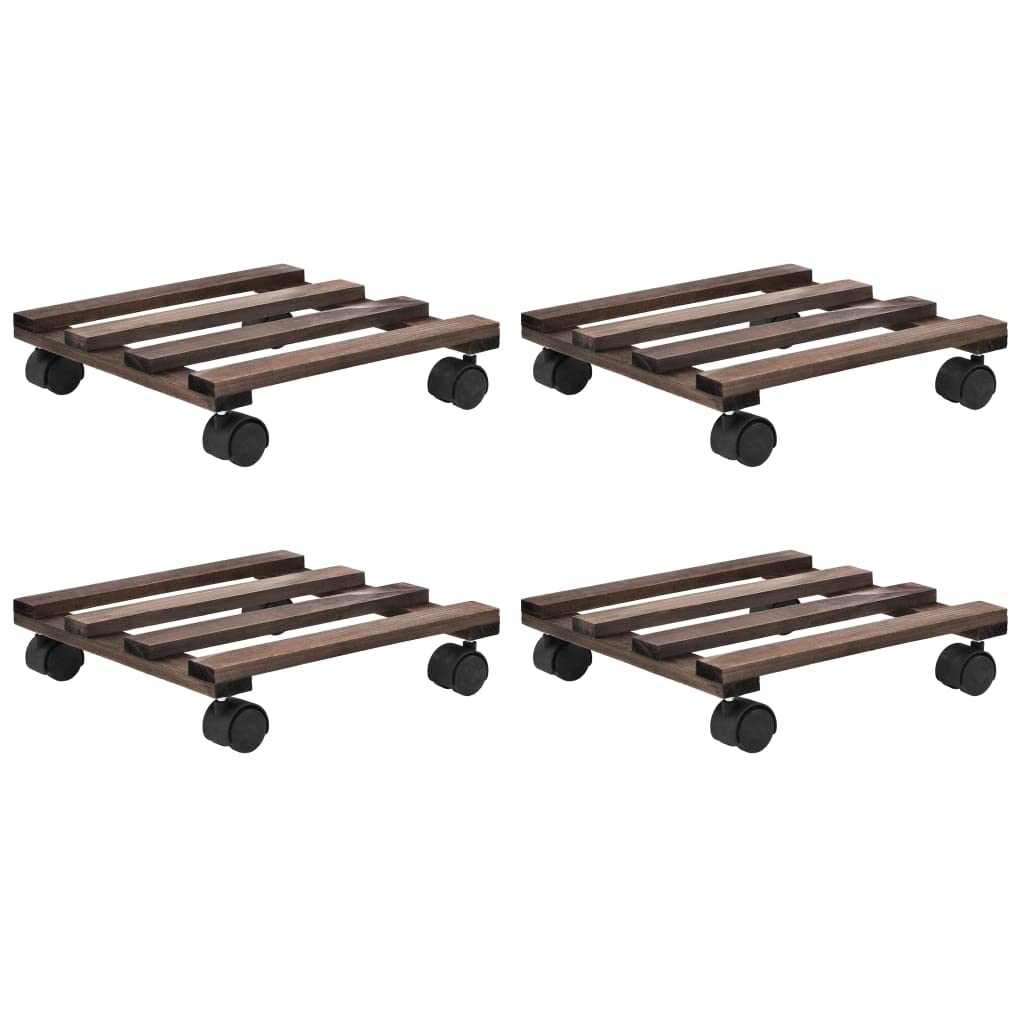 vidaXL 4X Legno di Cedro Pedane per Piante con Ruote 25x25 cm Carrello Vaso