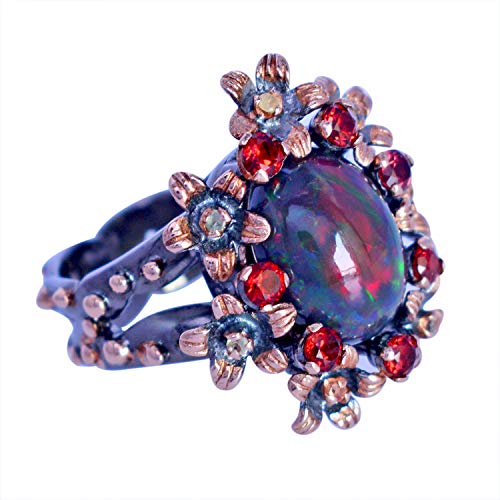 Cadeau bijoux argent sterling 925 et opale éthiopienne ronde pour femme