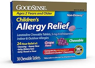 Good Sense Children's Allergy Relief Loratadine Chewable Tablets, Grape, 30Count