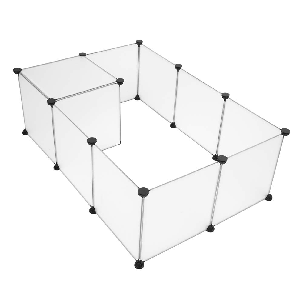 Parc Enclos, DIY Porte Petit Animal Pet Fence en Plastique, Cage, Clôture, Intérieur, Modulable, pour Cochon d’Inde, Lapin, Hérisson, Petits Animaux, 12PCS, Blanc