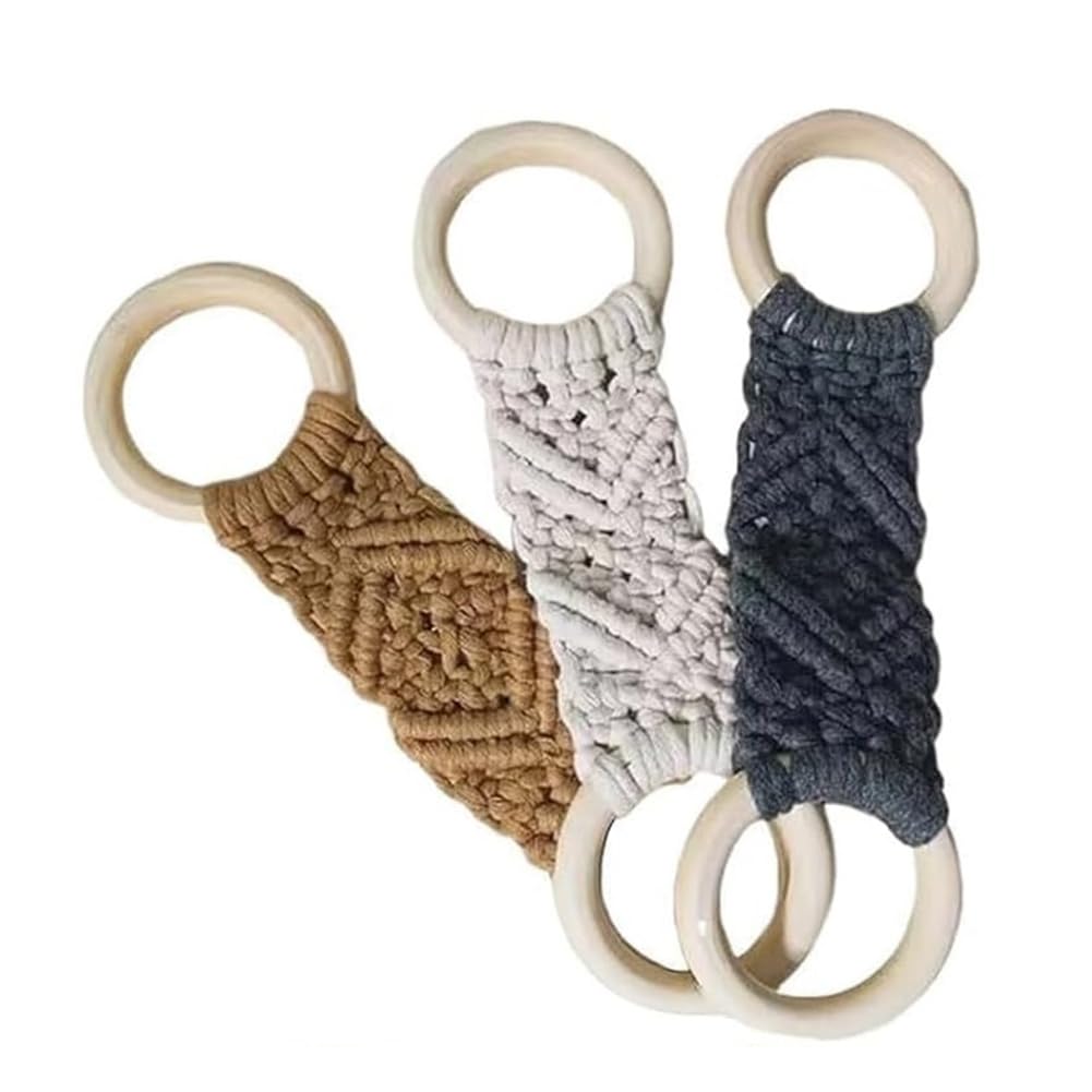 CTRLZS 3PCS Macrame Kitchen Towel Holder Macrame Knit Hanging Kitchen Towel Holder Macrame Towel Holder Ring