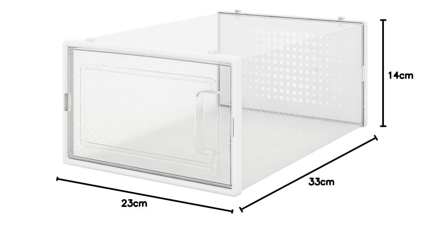 BAKAJI 6 x Scatole Portascarpe Impilabili con coperchi, Assemblaggio Facile, Porta Scarpe Salvaspazio Trasparenti, Contenitori Box Organizer Portaoggetti, Sneakers (Set 6 Pz, 33.5 x 23 x 14.5 cm)