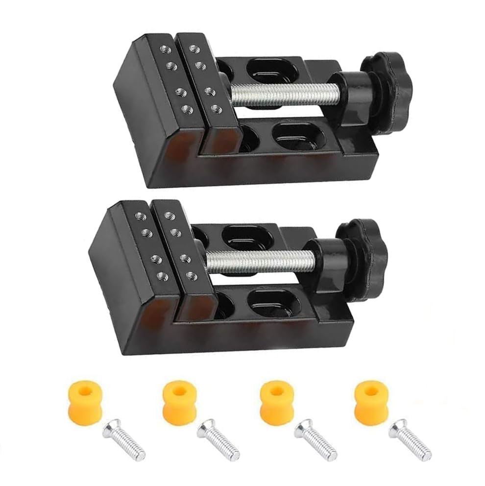 2 Stück Mini Schraubstock Tischschraubstock, 57mm Schraubstock Klein Aluminiumklemmstock, Bohrmaschine Schraubstock Clamp Universal, Mini Tischschraubstock für Schmuck Hobby Handwerk