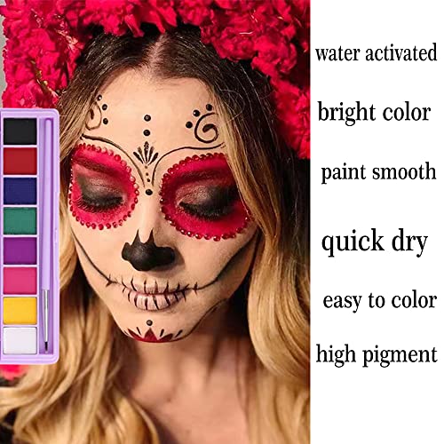 Yeweian 2 Pcs Water Activated Eyeliner Palette Liquid Eyeliner Colorful Set Hydra Graphic Eyeliner Makeup, Neon Face Paint Uv Glow Black White Red Body Paint Rainbow Eyeliner(01+02) #TOP1