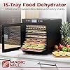 Magic Mill Premium Food Dehydrator Machine (15 Extra-Large Stainless Steel Trays) 800W Dryer for Beef Jerky, Fruits, Vegetables, Dog Treats, 48 Hour Digital Timer - 95°-167° Temperature Control