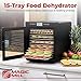 Magic Mill Premium Food Dehydrator Machine (15 Extra-Large Stainless Steel Trays) 800W Dryer for Beef Jerky, Fruits, Vegetables, Dog Treats, 48 Hour Digital Timer - 95°-167° Temperature Control