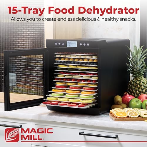 Magic Mill Premium Food Dehydrator Machine (15 Extra-Large Stainless Steel Trays) 800W Dryer for Beef Jerky, Fruits, Vegetables, Dog Treats, 48 Hour Digital Timer - 95°-167° Temperature Control by Magic Mill - Image 2