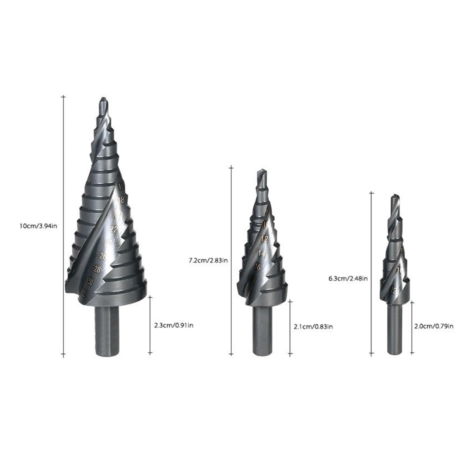 Juego De Brocas Escalonadas HSS, Espiral De Acero De Alta Velocidad Con Nitrógeno for Vástago Triangular, Herramientas De Carpintería Con Agujero Cónico De Metal, 3 Uds.