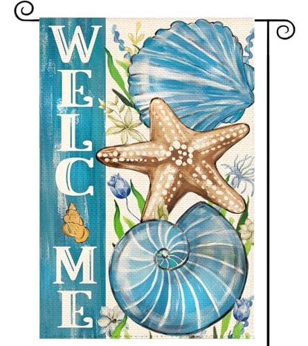 Tikeciti Summer Ocean Blue Beach Garden Flag Double Sided Small Yard Flags
