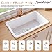 DeerValley Undermount Kitchen Sink 32 inch, White Fireclay Farmhouse Sinks, Single Bowl Deep Drop-in Kitchen Sink with Bottom Grid & Strainer, Heavy Duty Solid Fireclay