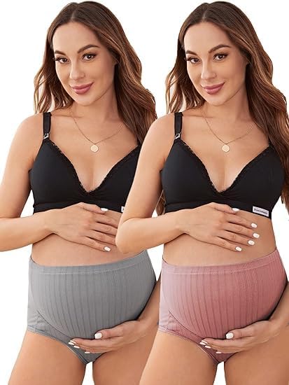 shaperx Seamless Women High Waist Maternity Panties – Ribbed Cotton with Button Detail – Pregnancy & Postpartum Support Briefs-picture-26