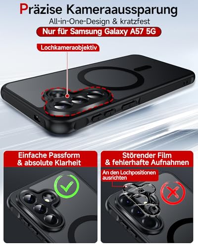 LeYi für Samsung Galaxy A57 5G Hülle für Magsafe mit 2X Panzerglas-Schwarz – Ansicht 2