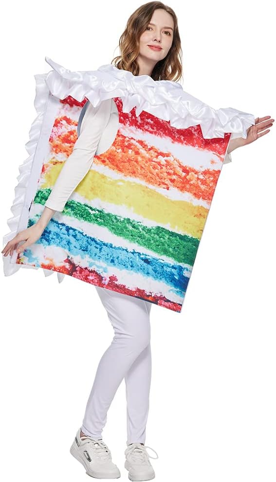 FantastCostumes Unisex Adult's Sponge Cake Costume Diced Rainbow Cake Halloween Party Dessert Funny Cosplay Costume, Multicolored - Image 4