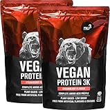 nu3 Vegan Protein 3K Shake (2kg) - Eiweiss Protein Pulver vegan Erdbeere mit Sonnenblumen Proteinpulver, Reis-, Erbsen- & Johannisbrotprotein - Mehrkomponenten Eiweißpulver mit 70% Eiweiss