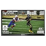 SYLVOX 55'' Full Sun Outdoor TV Smart Waterproof TV 4K 2000nits, Supports Wireless Connection Wi-Fi ARC CEC, Suitable for Partial or Strong Light Area(Pool Series)