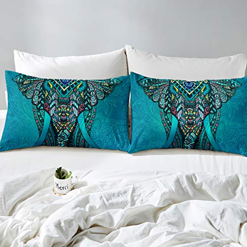 Elephant 3D Print Bedding Set 3 pieces Comforter Cover Indian Ethnic Style Mandala Flowers Duvet Cover Boho Exotic Soft Microfibre Bedding Set including 2 Pillowcases - Image 2
