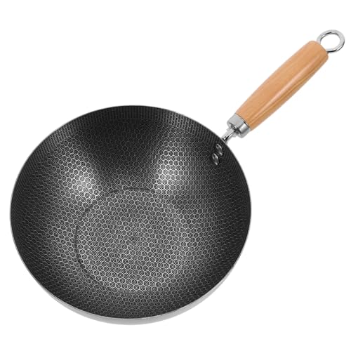 Zerodeko Stainless Steel Honeycomb Wok Handles Non-Coated Frying Pan for Induction Electric and Gas Stoves Kitchen Accessory