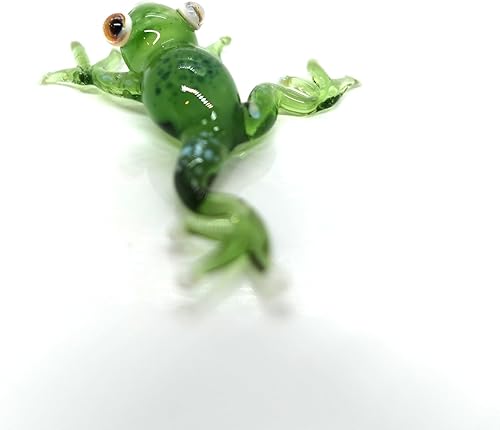 Miniatura 5 de Micro figuras pequeñas de rana soplado a mano, arte de vidrio transparente, reptiles, animales, regalo coleccionable, decoración del hogar (verde)