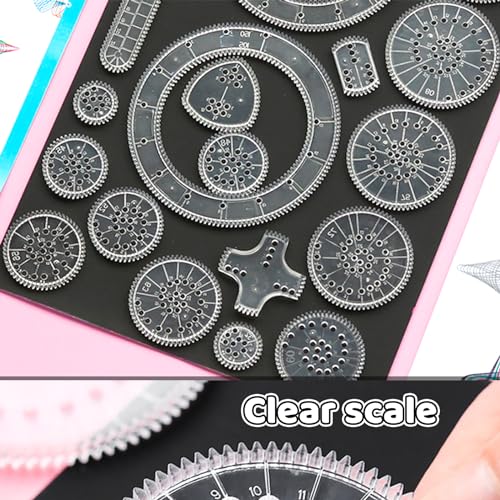 22Pcs Drawing Art Toy Students Geometric Spiral Stationery Tool Spirograph Ruler - Thumbnail 3