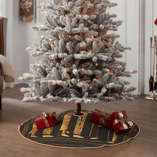 Jupe de sapin de Noël égyptienne rustique tapis grand arbre fêtes intérieur extérieur chic - 6