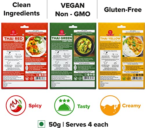 Image of EL The Cook Ultimate Asian Curry Paste Combo for 5 Exotic Thai Style curries | Easy to Cook, Ready in 10 min | Just Add Coconut Milk and Chicken / Veg| Serves 4 x 5 (50 grams Each)