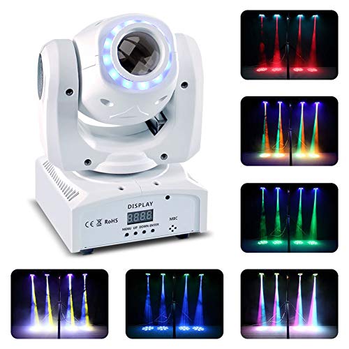 U`King 50W Moving Head Stage Lights 8 Gobos RGBW LED Spotlight with Marquee/Static