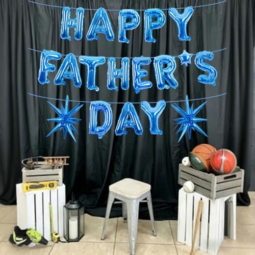 Happy Fathers Day Balloons Banner Blue Fathers Day Balloons for Fathers Day Decorations Supplies by PRELITER - Used condition - Image 3