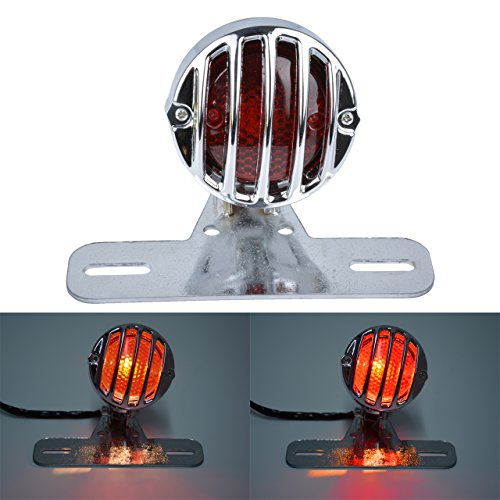 Feu arrière de moto universel 12V et clignotants intégrés support plaque argent