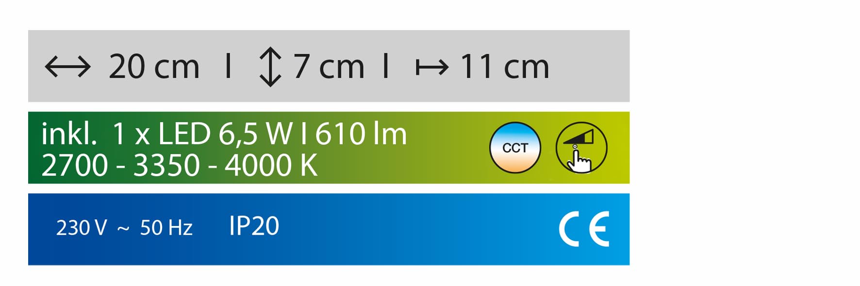 Fischer & Honsel Wandleuchte Bowl TW 1x LED 6,0 Watt, matt, nickelfarben, 3 Stufen CCT, stufenlos dimmbar, 30012, 11 x 20 x 7 cm (LxBxH), 610 lm, 2700 K / 3350 K / 4000 K