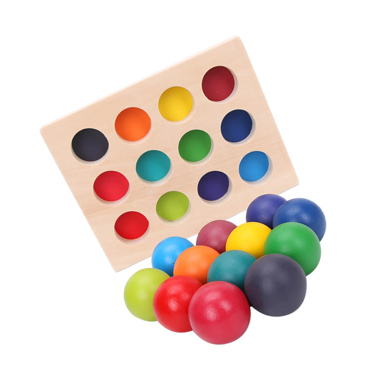 Juguete de Madera de Clasificación Arcoíris 12 Colores para Niños