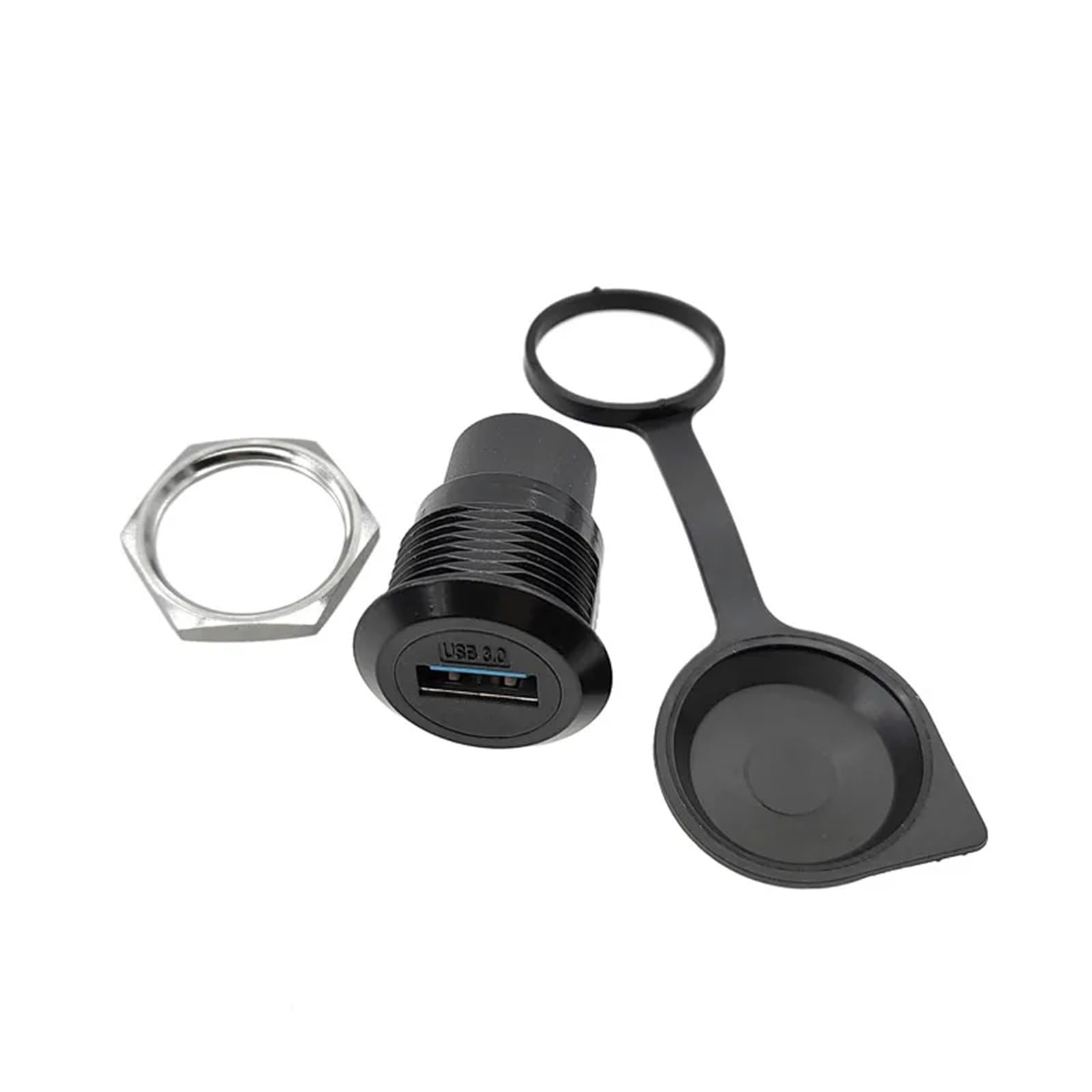 1 szt. metalowe okrągłe gniazdo RJ45 proste przez sieć USB2.0 USB3 (CAT6 czarne i nasadka)