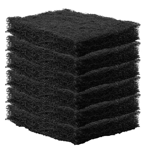 Harrier Hardware 6-Pack, Heavy Duty, Scouring Pads, 6 x 4 inch Thick, Black for Cleaning Stripping Scrubbing Pots Pans