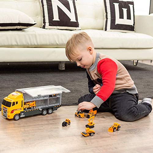 image for Joyfia 11 in 1 Die-Cast Construction Truck Toys Sets, Mini Engineering