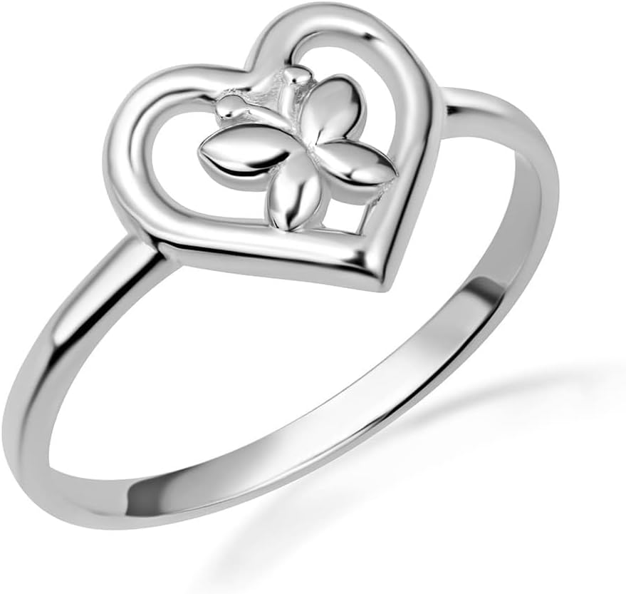 Claddagh Gold 10K &14K Butterfly Heart Love Ring Available In Yellow/Rose/White Gold Gold with Multiple Ring Size
