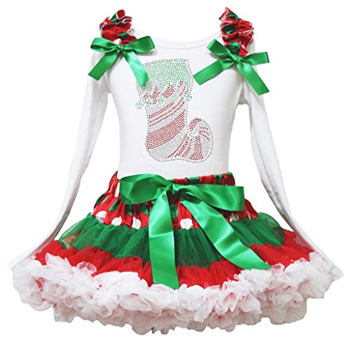 Vestido de Navidad infantil con falda de lunares para fiestas familiares