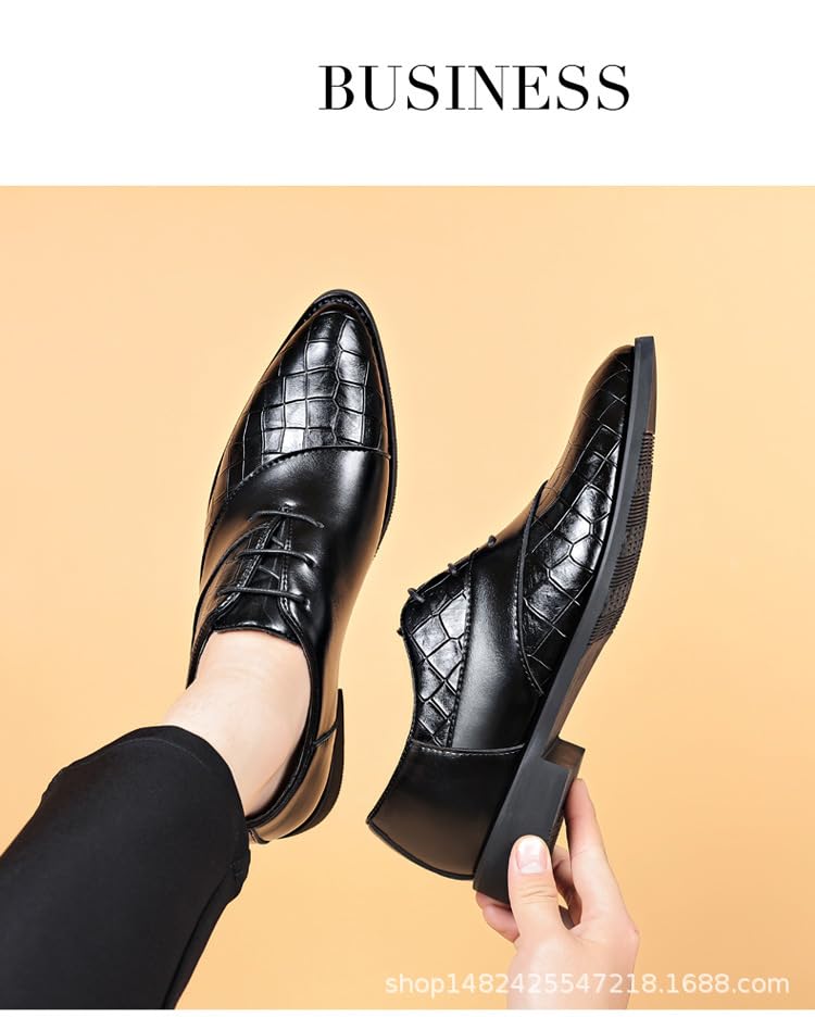 Men's Fashion Dress Business Formal Straps Oxford Shoes Modern Casual Derby Black4