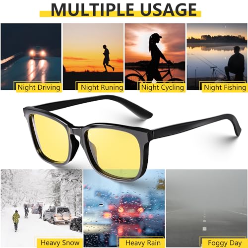VISOONE Polarized Night Vision Anti Glare Driving Glasses Yellow Lens for Women Men